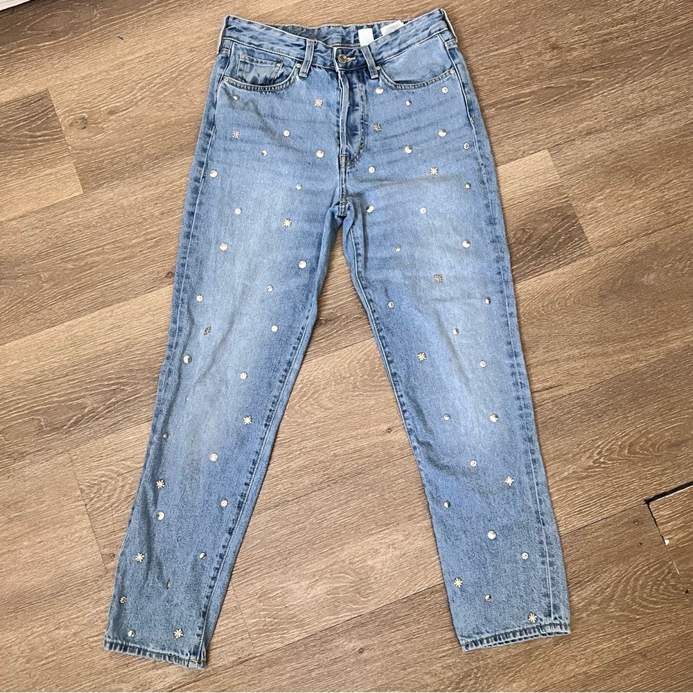 H&M Vintage Fit High Rise Embellished Jeans Size 27 Y2K